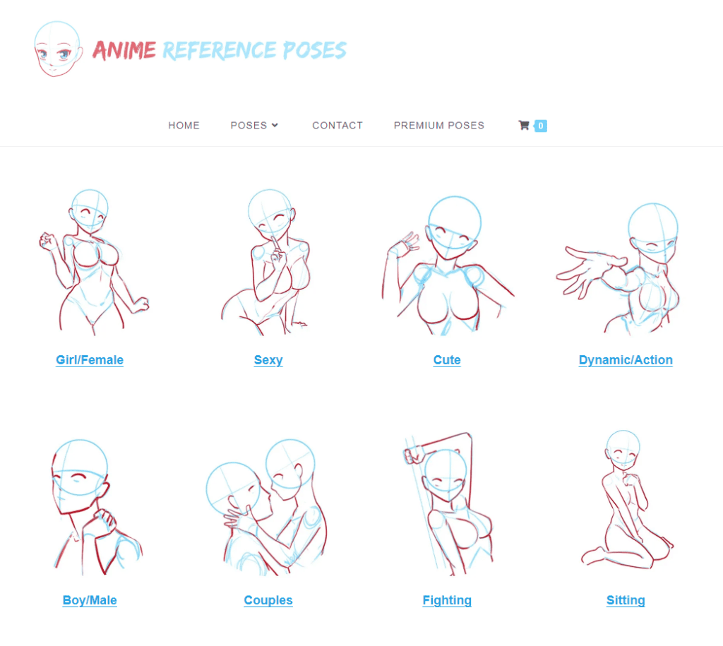 sites de poses pour le dessin Anime référence poses