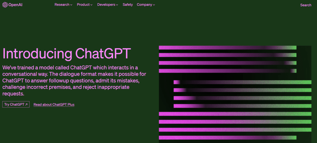 CHat GPT OPEN AI HOME PAGE