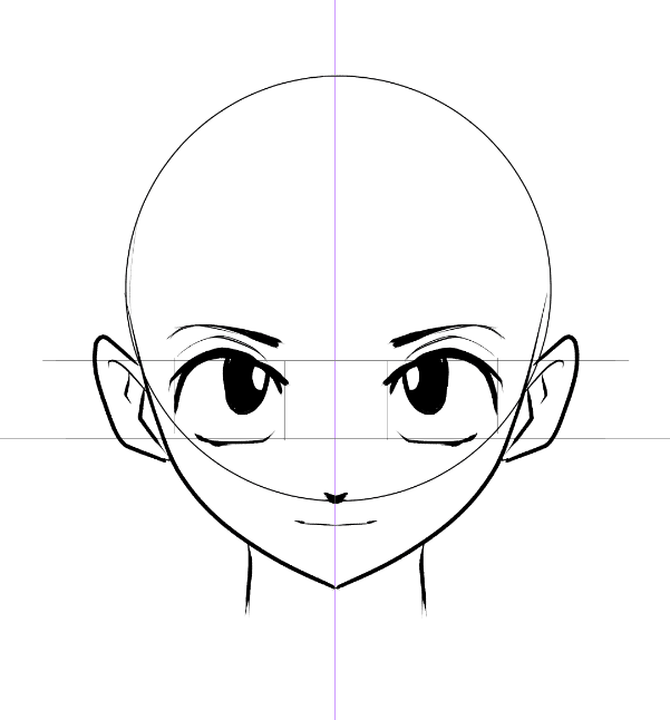 comment dessiner un manga , visage etape 1 
